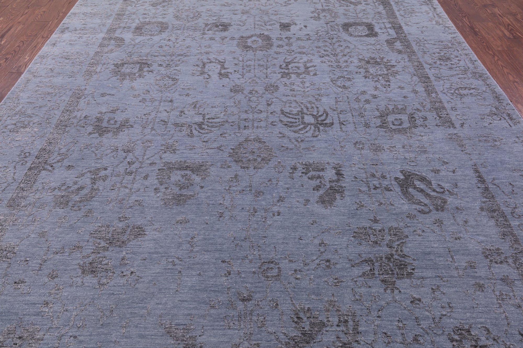 Grey Persian Tabriz Hand Knotted Wool & Silk Rug - 8' 10" X 12' 1" - Golden Nile