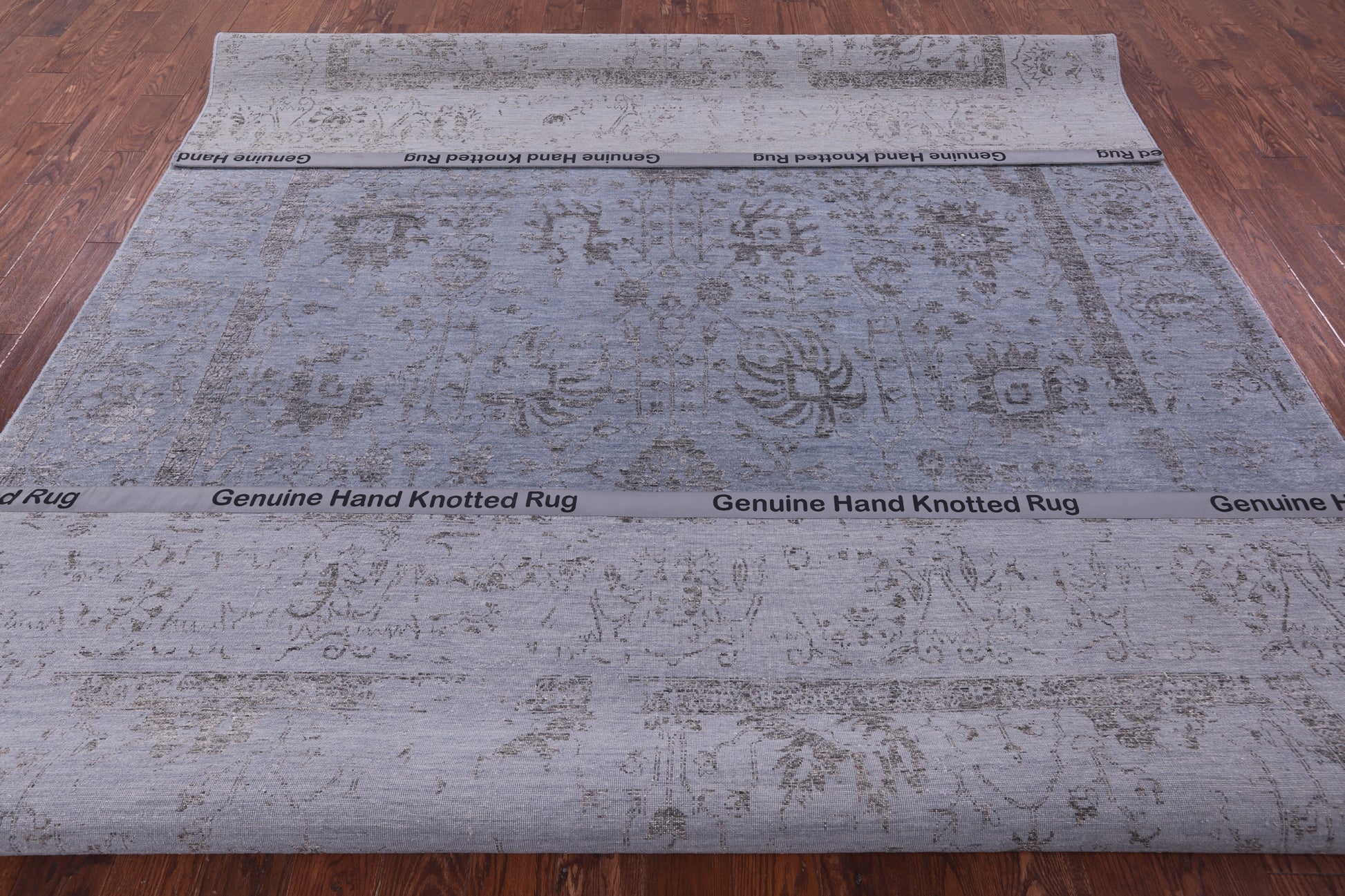 Grey Persian Tabriz Hand Knotted Wool & Silk Rug - 8' 10" X 12' 1" - Golden Nile