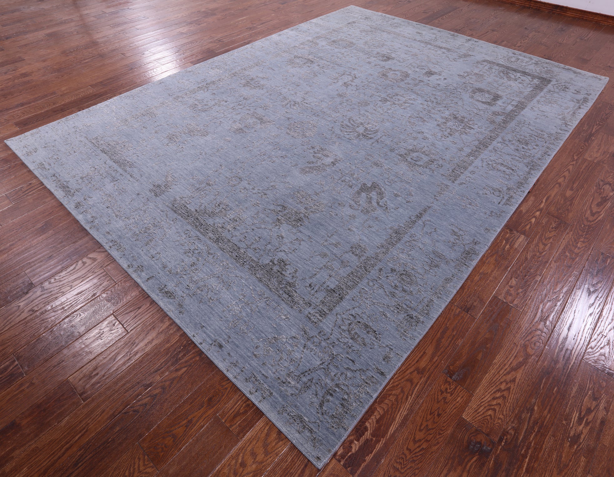 Grey Persian Tabriz Hand Knotted Wool & Silk Rug - 8' 10" X 12' 1" - Golden Nile