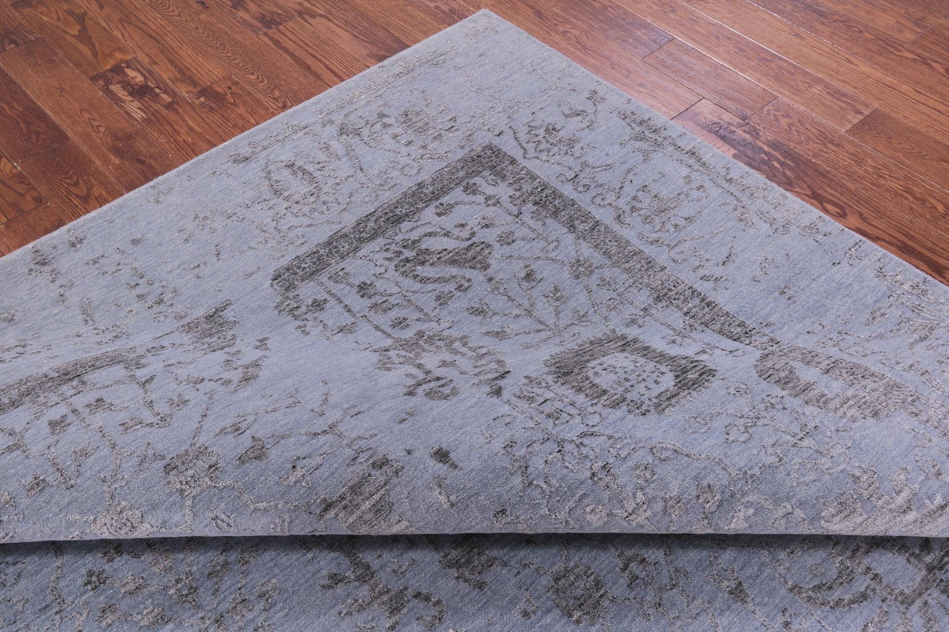 Grey Persian Tabriz Hand Knotted Wool & Silk Rug - 8' 10" X 12' 1" - Golden Nile