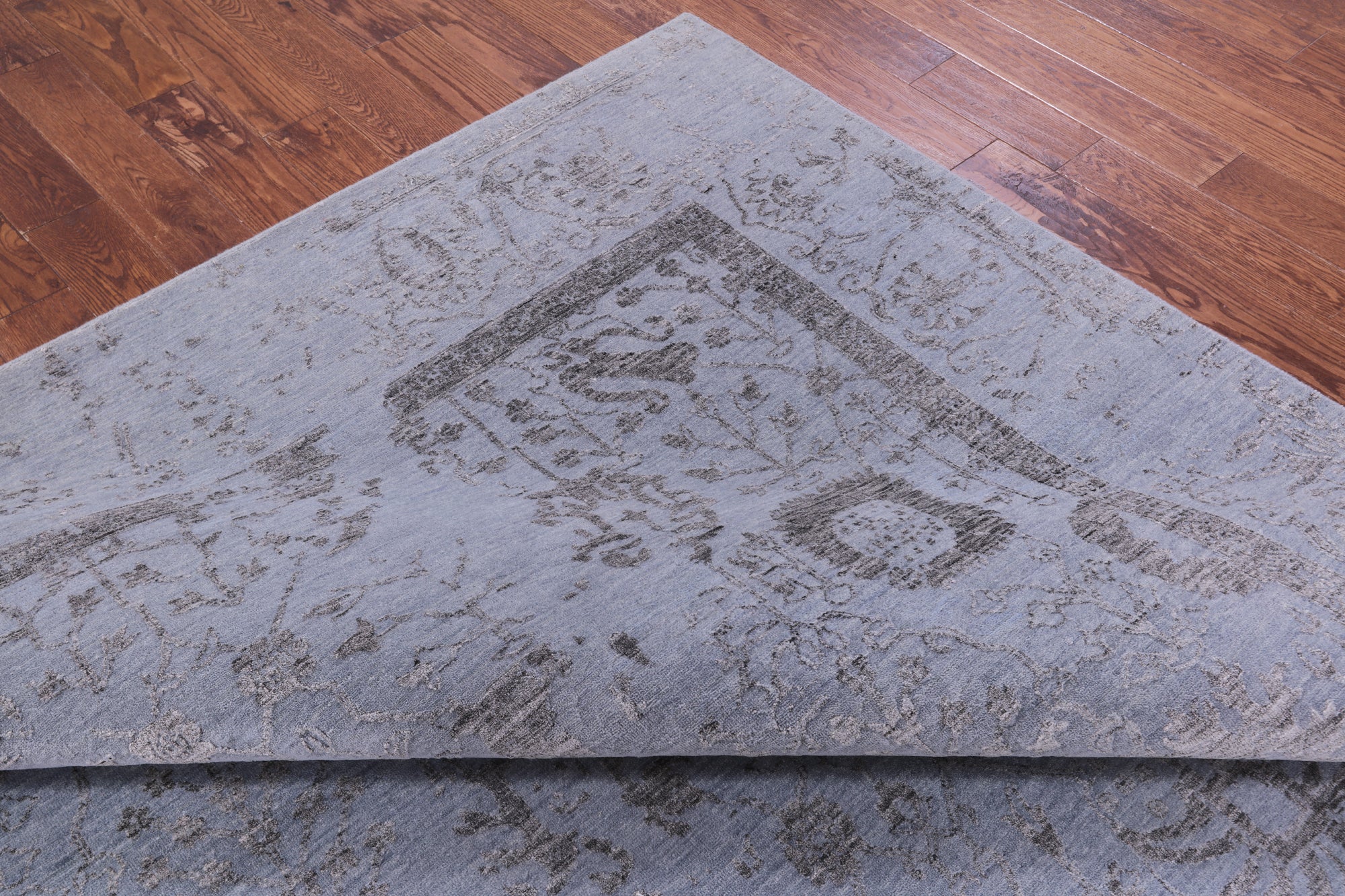 Grey Persian Tabriz Hand Knotted Wool & Silk Rug - 8' 10" X 12' 1" - Golden Nile