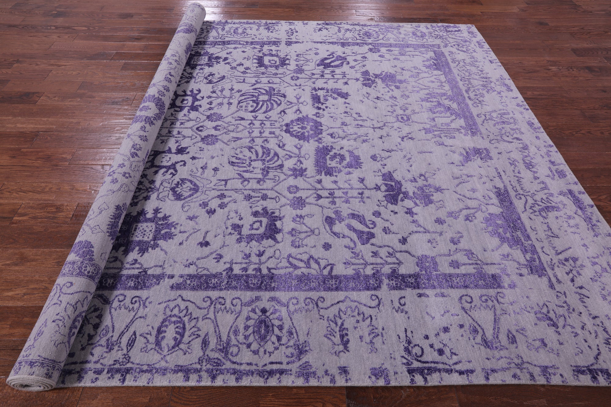 Grey Persian Tabriz Hand Knotted Wool & Silk Rug - 8' 7" X 11' 8" - Golden Nile