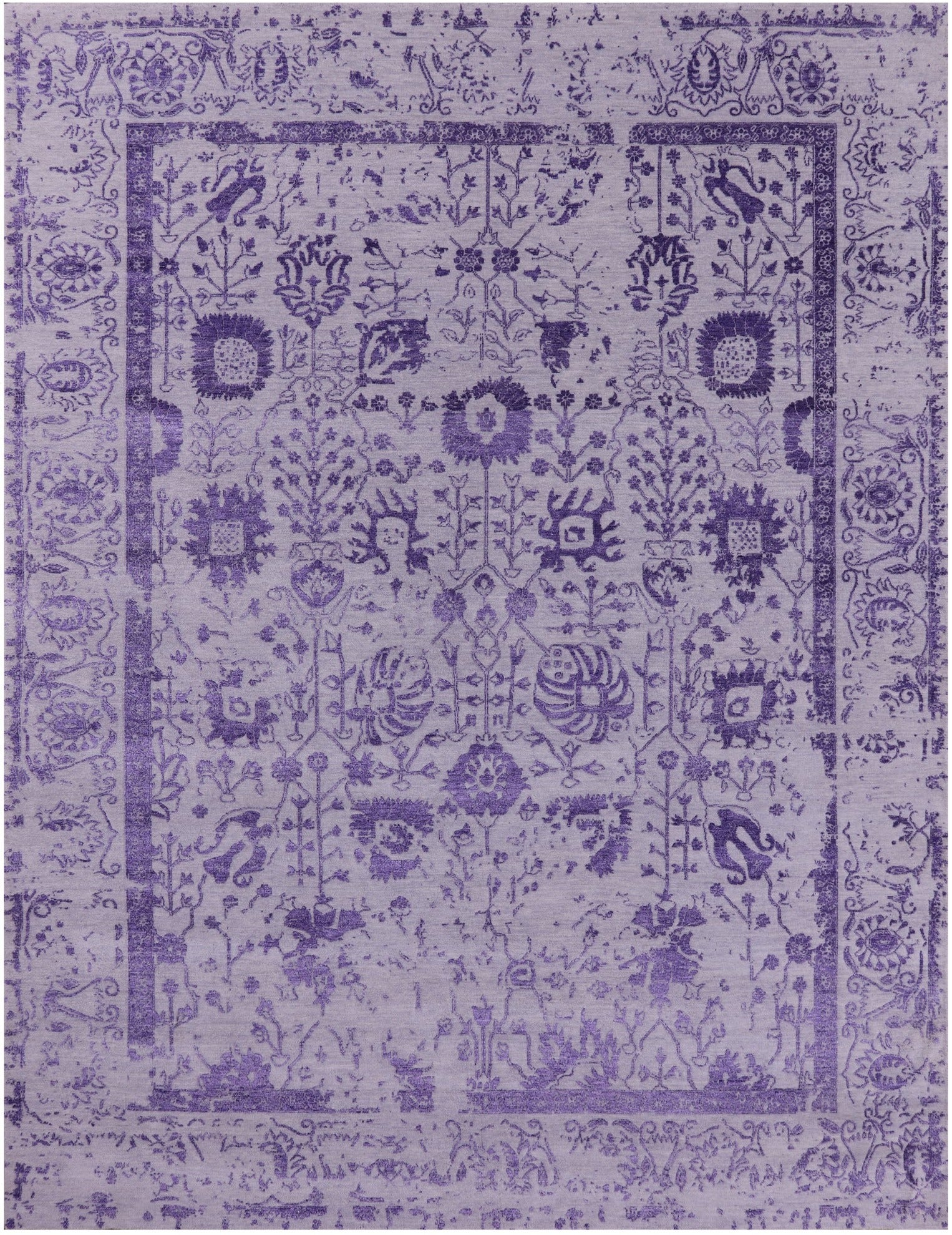 Grey Persian Tabriz Hand Knotted Wool & Silk Rug - 8' 7" X 11' 8" - Golden Nile