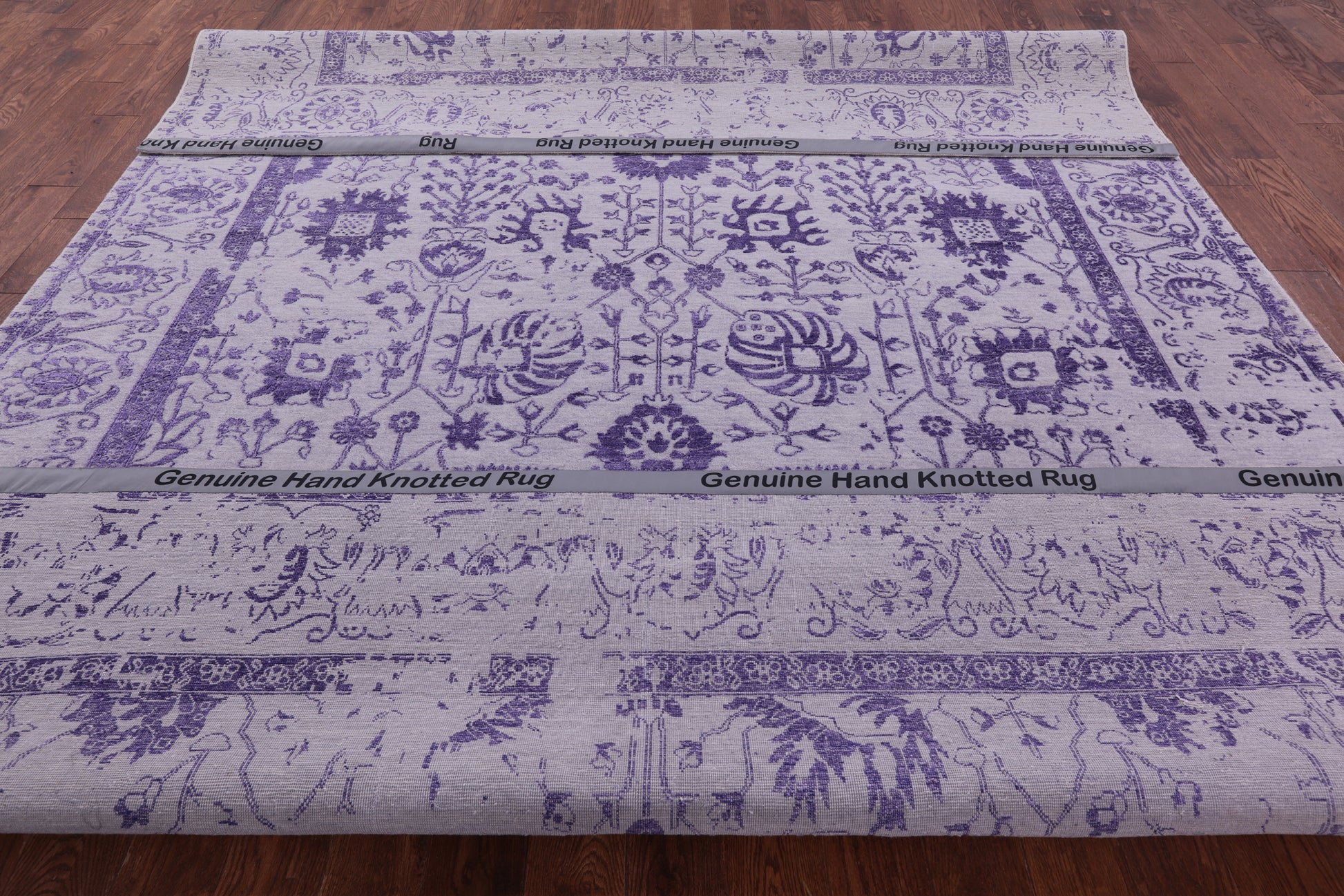 Grey Persian Tabriz Hand Knotted Wool & Silk Rug - 8' 7" X 11' 8" - Golden Nile