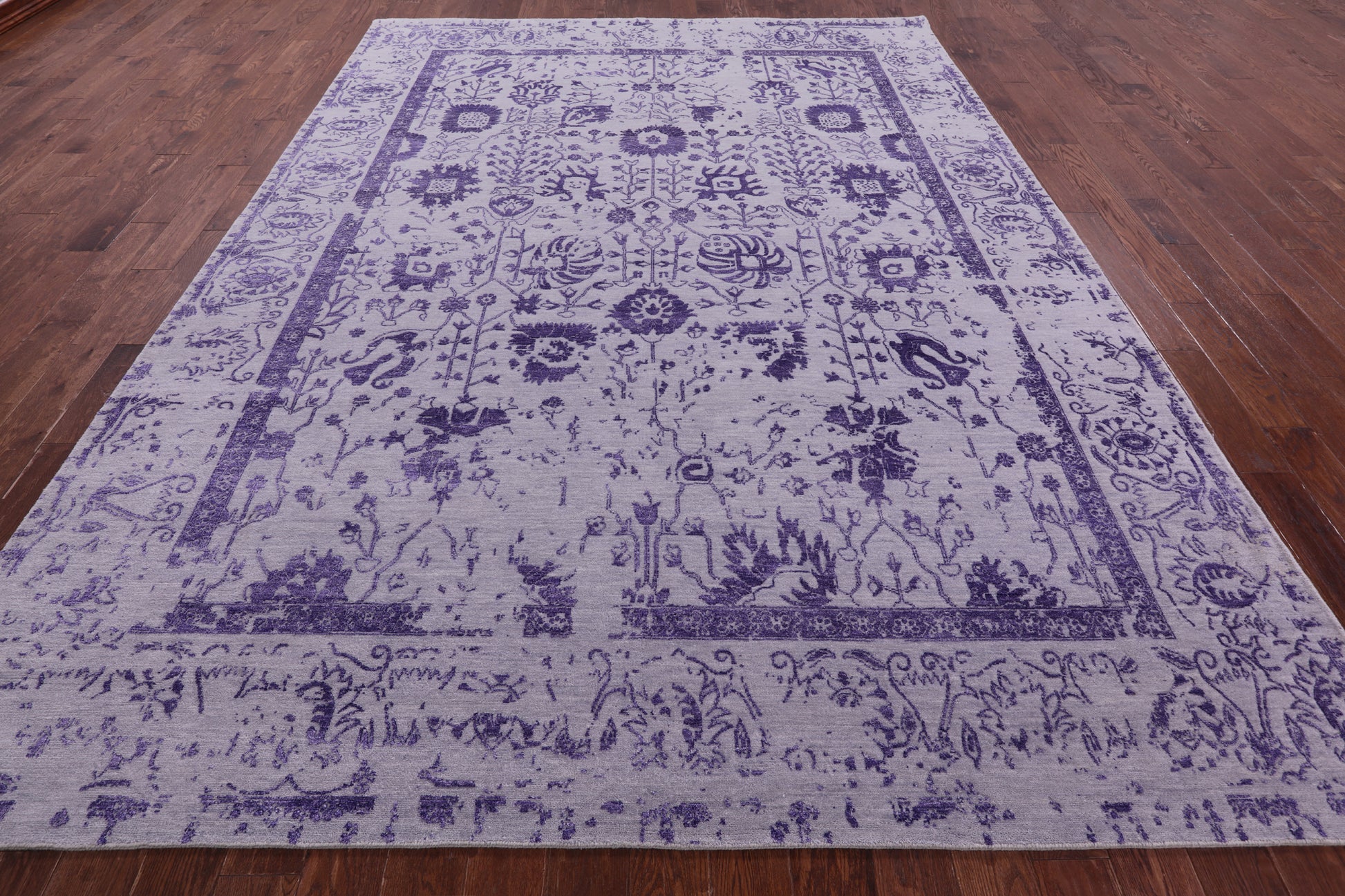 Grey Persian Tabriz Hand Knotted Wool & Silk Rug - 8' 7" X 11' 8" - Golden Nile