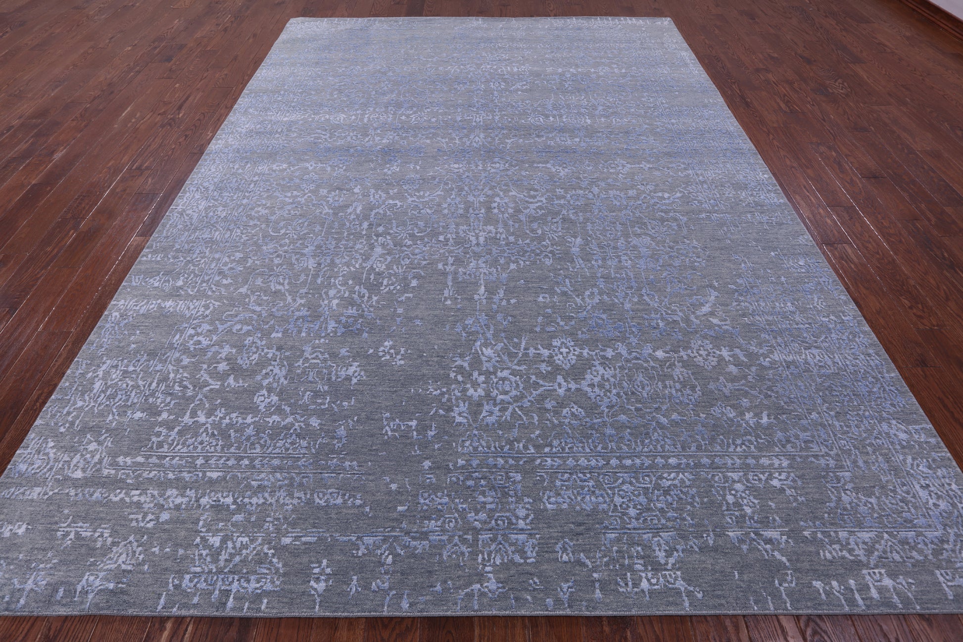 Grey Persian Handmade Wool & Silk Rug - 9' 0" X 12' 0" - Golden Nile