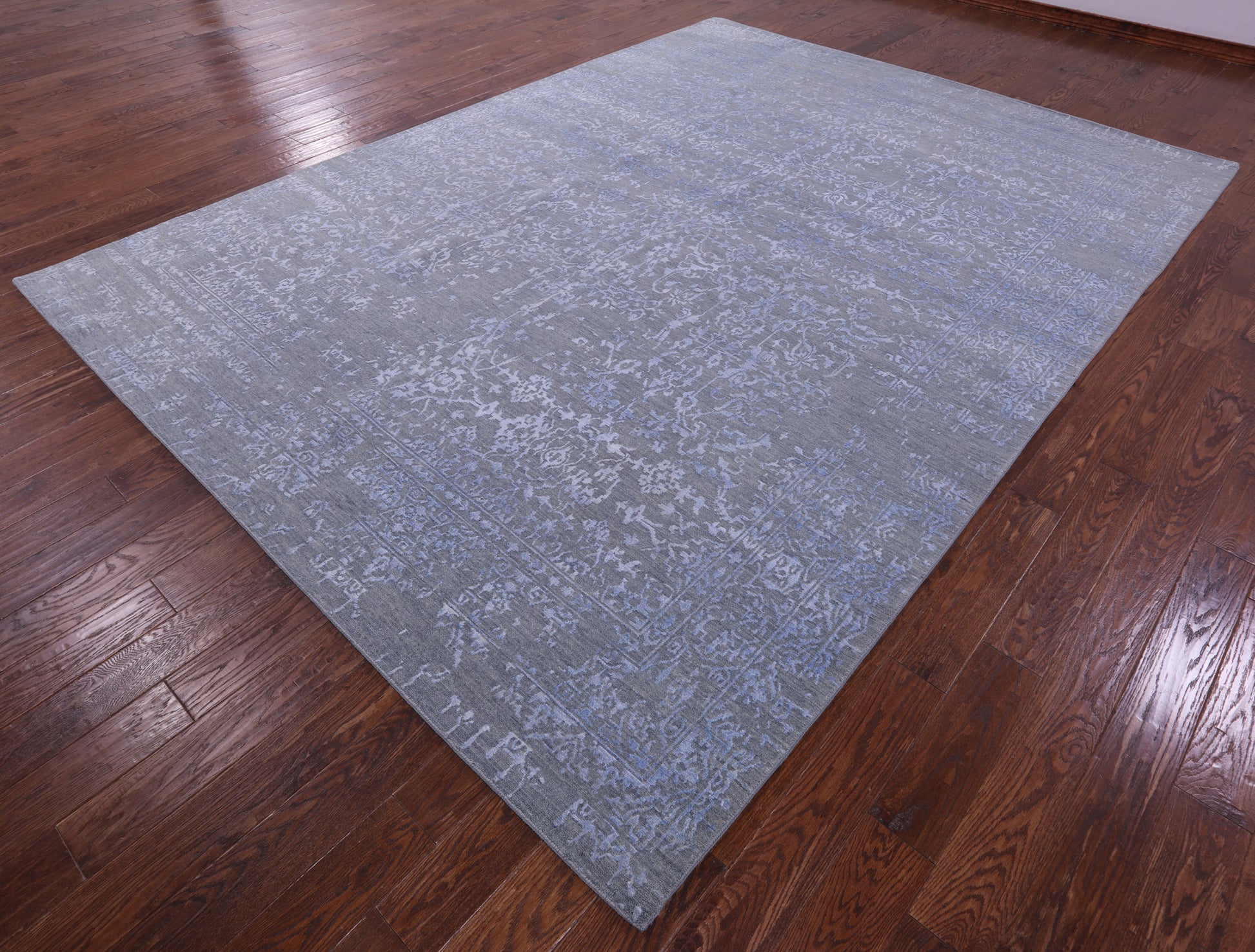 Grey Persian Handmade Wool & Silk Rug - 9' 0" X 12' 0" - Golden Nile