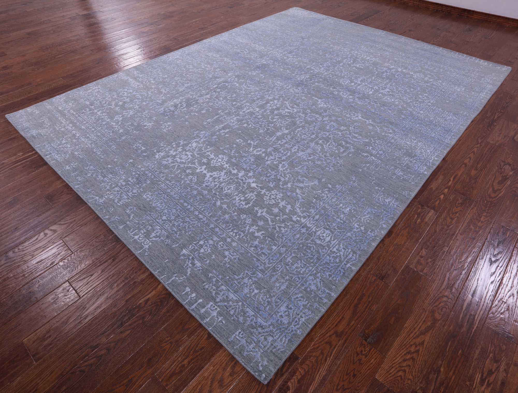Grey Persian Handmade Wool & Silk Rug - 9' 0" X 12' 0" - Golden Nile