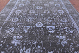 Grey Persian Tabriz Hand Knotted Wool & Silk Rug - 9' 0" X 12' 3" - Golden Nile
