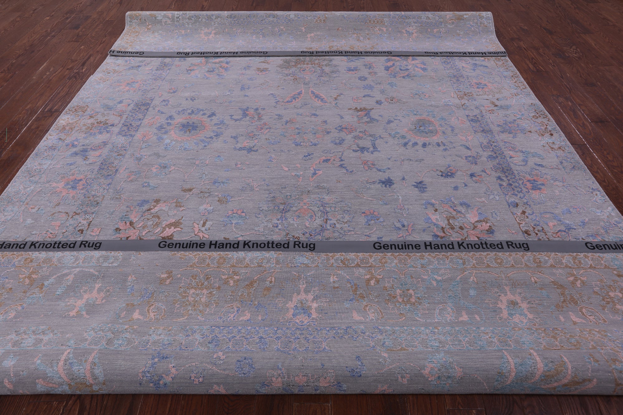 Grey Persian Tabriz Hand Knotted Wool & Silk Rug - 10' 0" X 14' 1" - Golden Nile