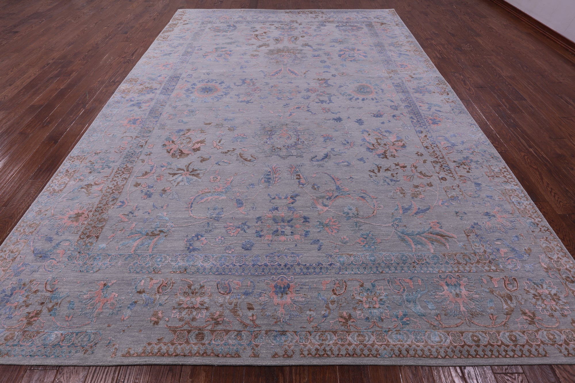 Grey Persian Tabriz Hand Knotted Wool & Silk Rug - 10' 0" X 14' 1" - Golden Nile