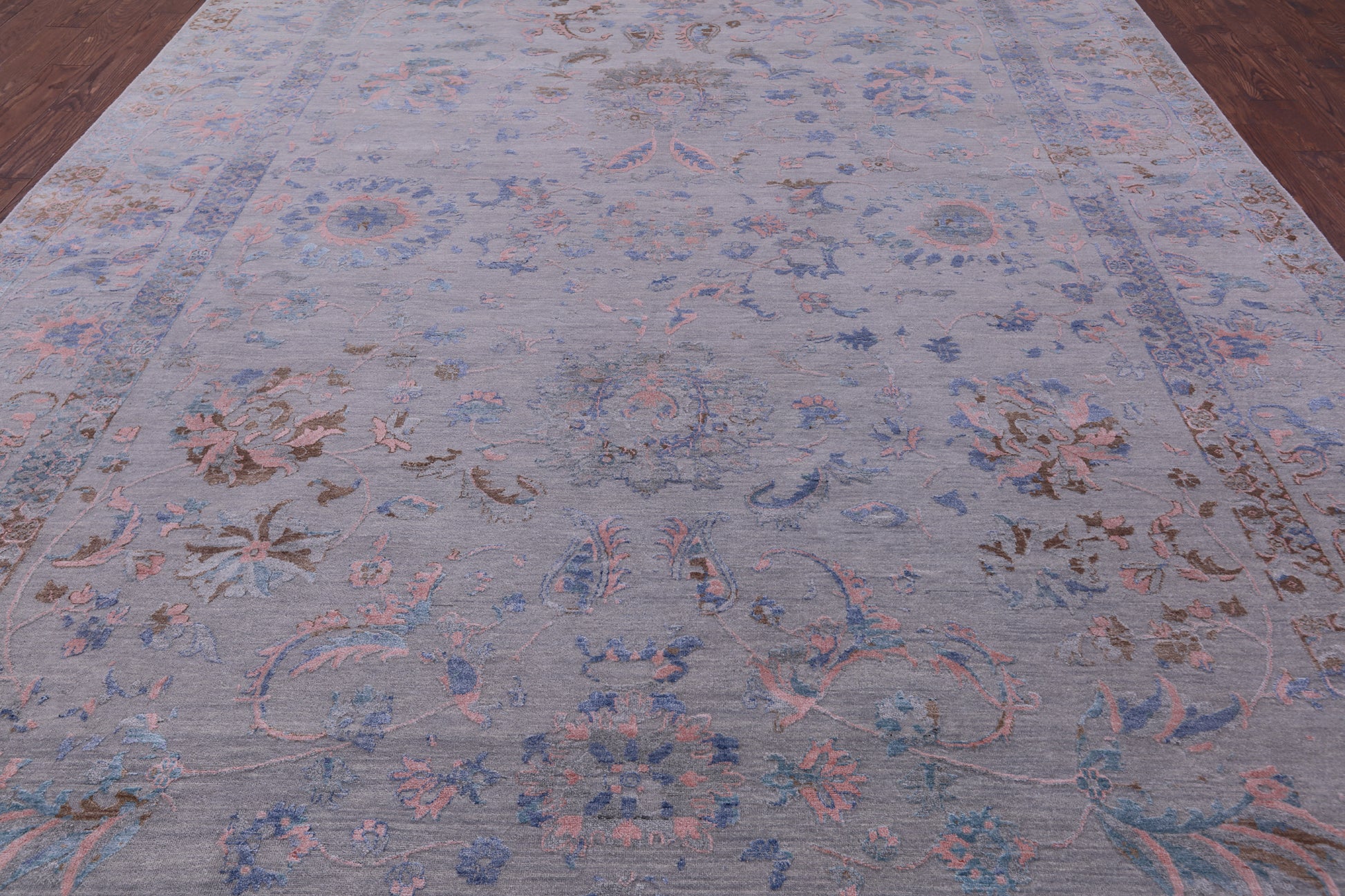 Grey Persian Tabriz Hand Knotted Wool & Silk Rug - 10' 0" X 14' 1" - Golden Nile