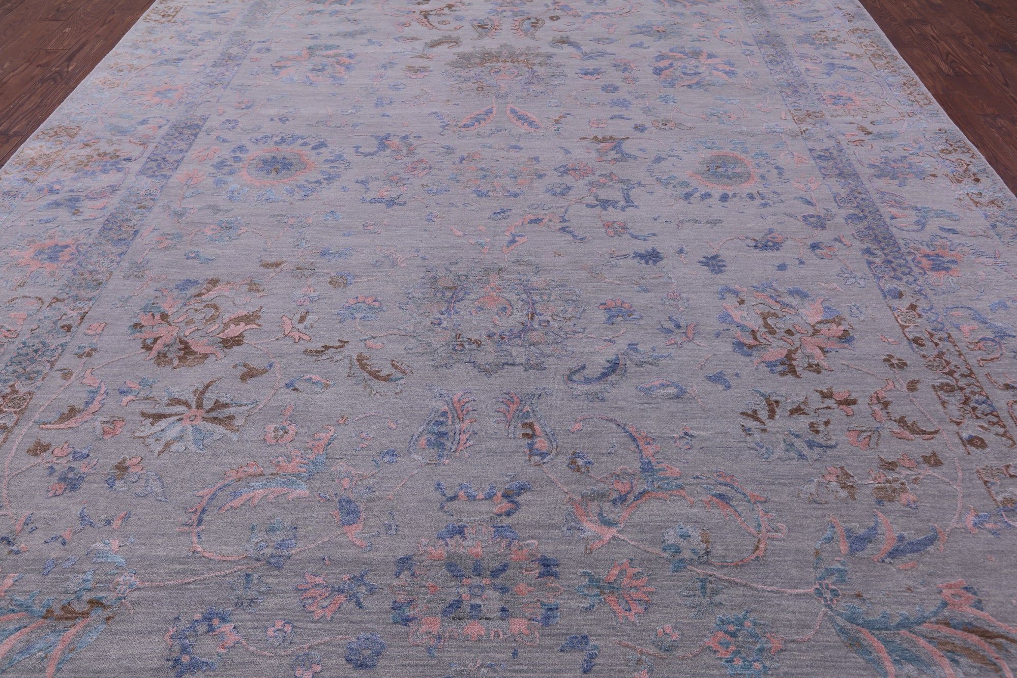Grey Persian Tabriz Hand Knotted Wool & Silk Rug - 10' 0" X 14' 1" - Golden Nile