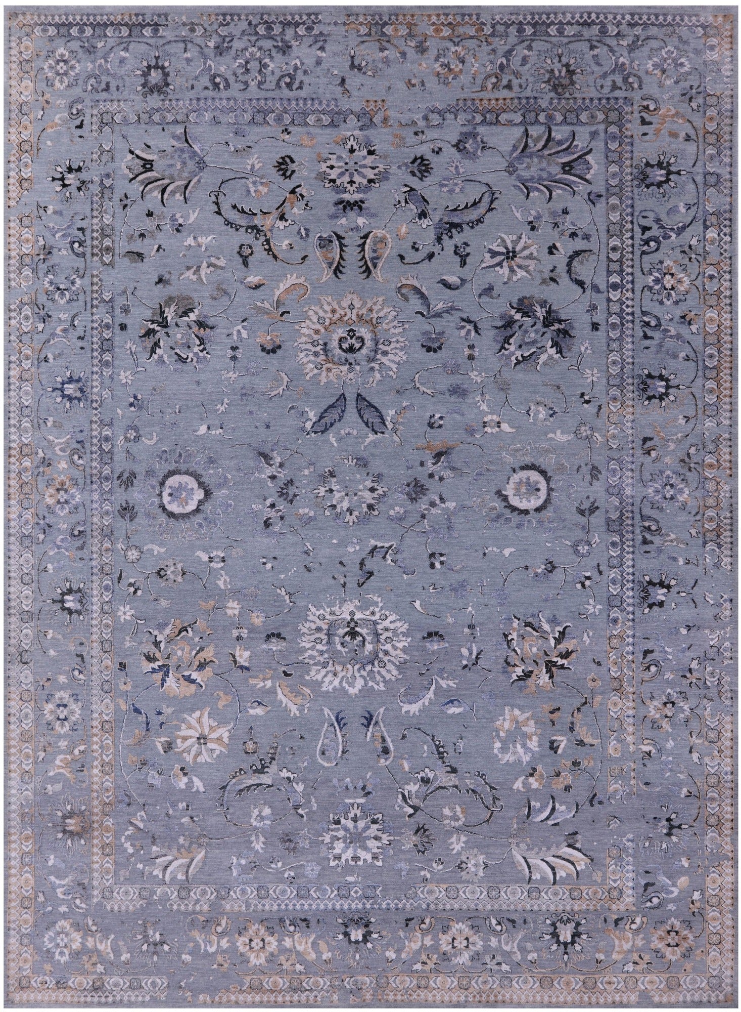 Persian Tabriz Hand Knotted Wool & Silk Rug - 10' 0" X 13' 9" - Golden Nile