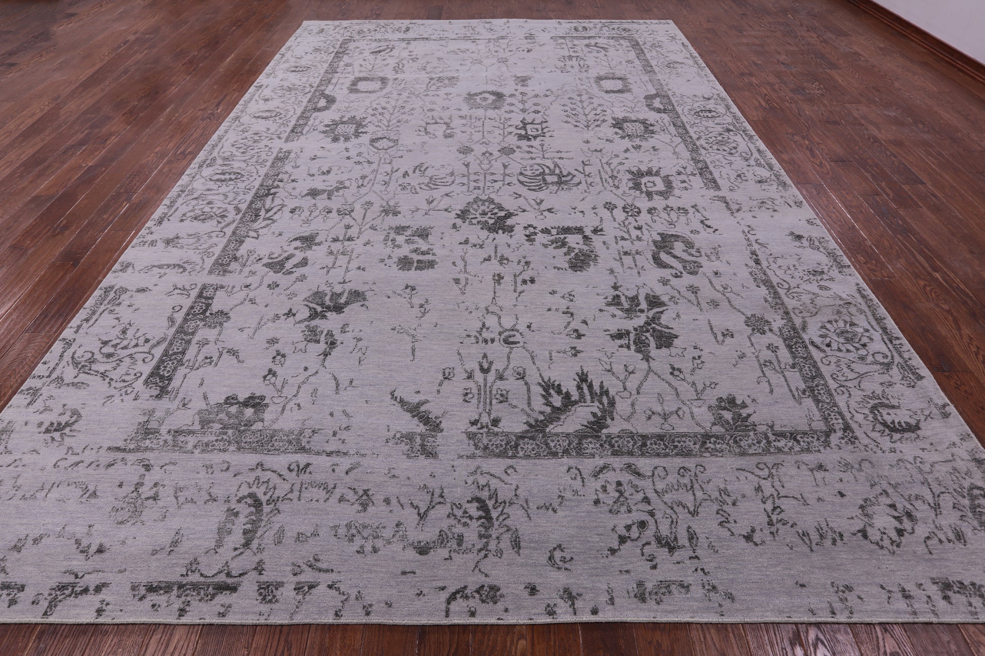 Grey Persian Tabriz Hand Knotted Wool & Silk Rug - 9' 11" X 14' 3" - Golden Nile