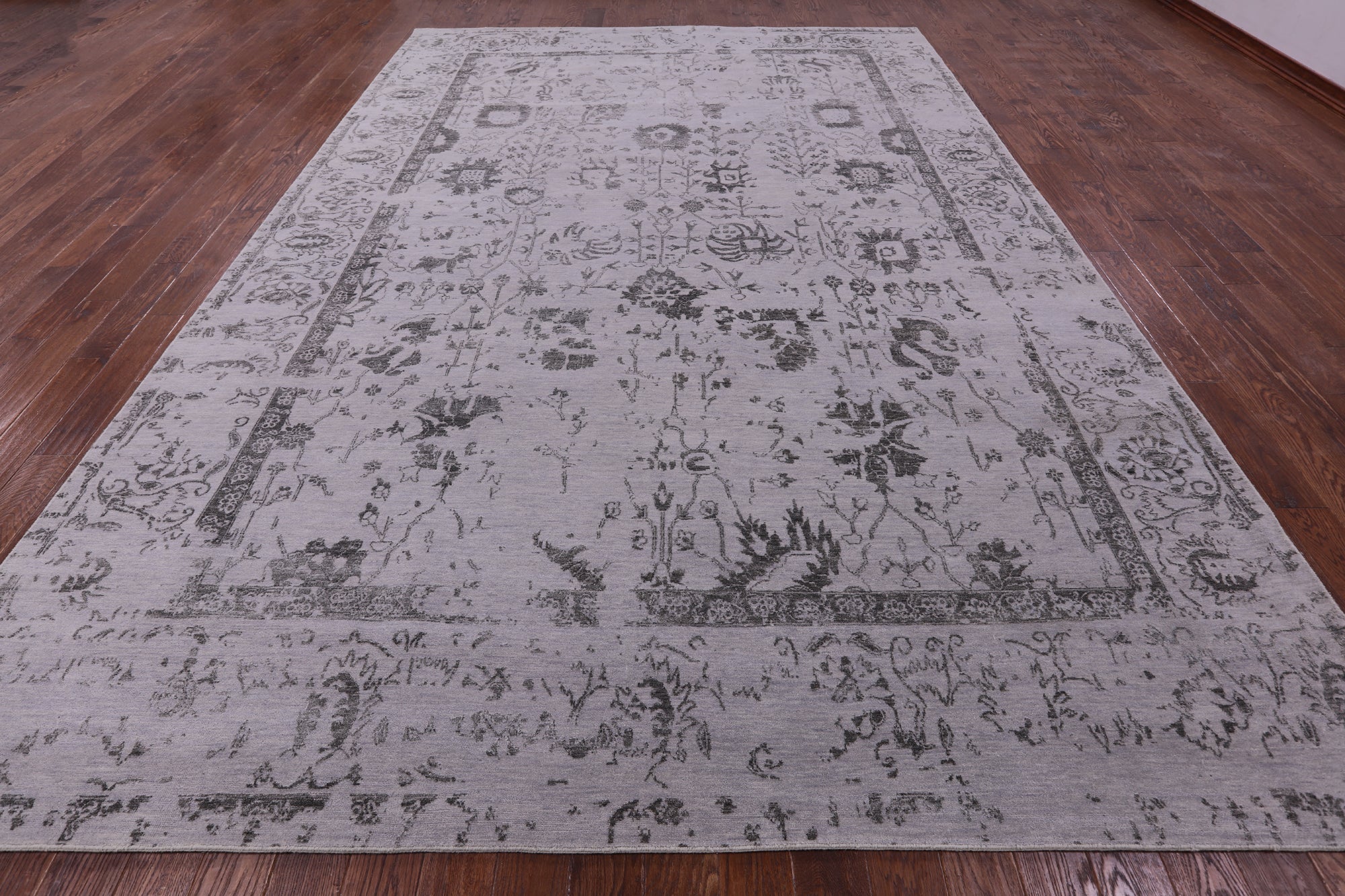 Grey Persian Tabriz Hand Knotted Wool & Silk Rug - 9' 11" X 14' 3" - Golden Nile