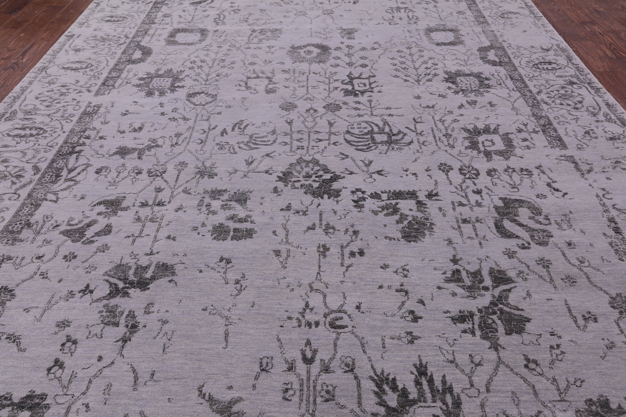 Grey Persian Tabriz Hand Knotted Wool & Silk Rug - 9' 11" X 14' 3" - Golden Nile