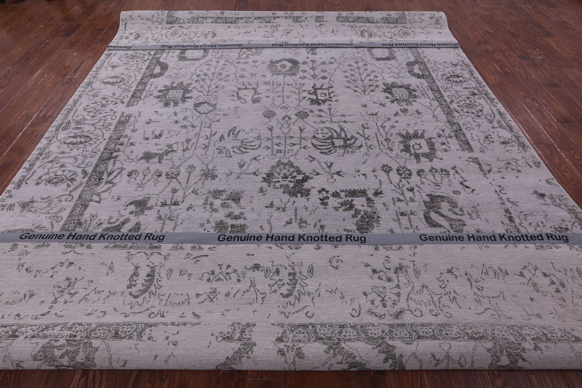 Grey Persian Tabriz Hand Knotted Wool & Silk Rug - 9' 11" X 14' 3" - Golden Nile