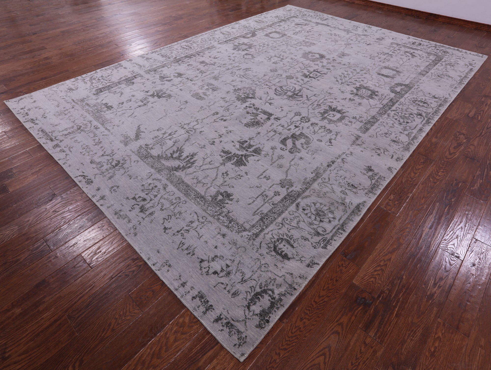 Grey Persian Tabriz Hand Knotted Wool & Silk Rug - 9' 11" X 14' 3" - Golden Nile