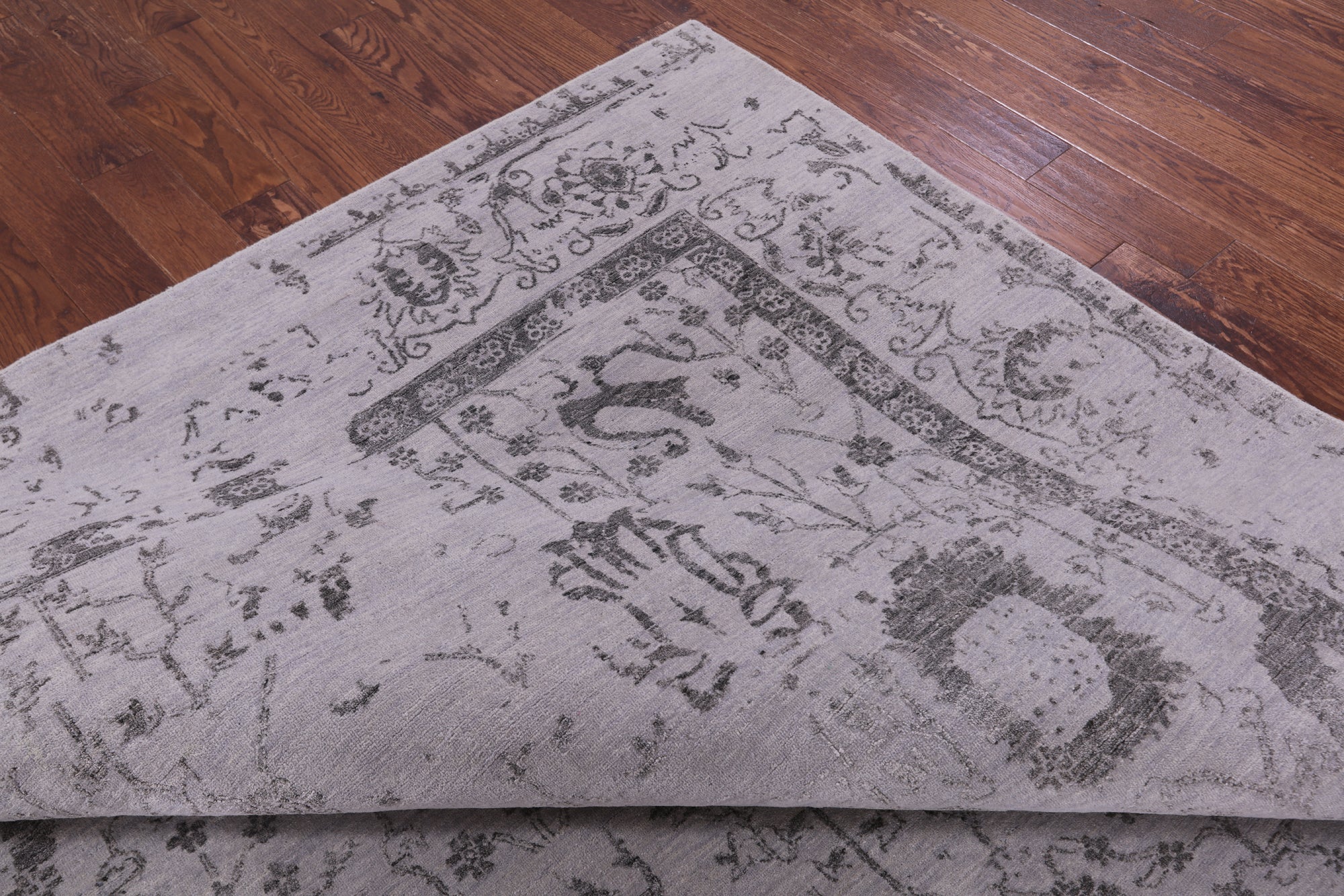 Grey Persian Tabriz Hand Knotted Wool & Silk Rug - 9' 11" X 14' 3" - Golden Nile