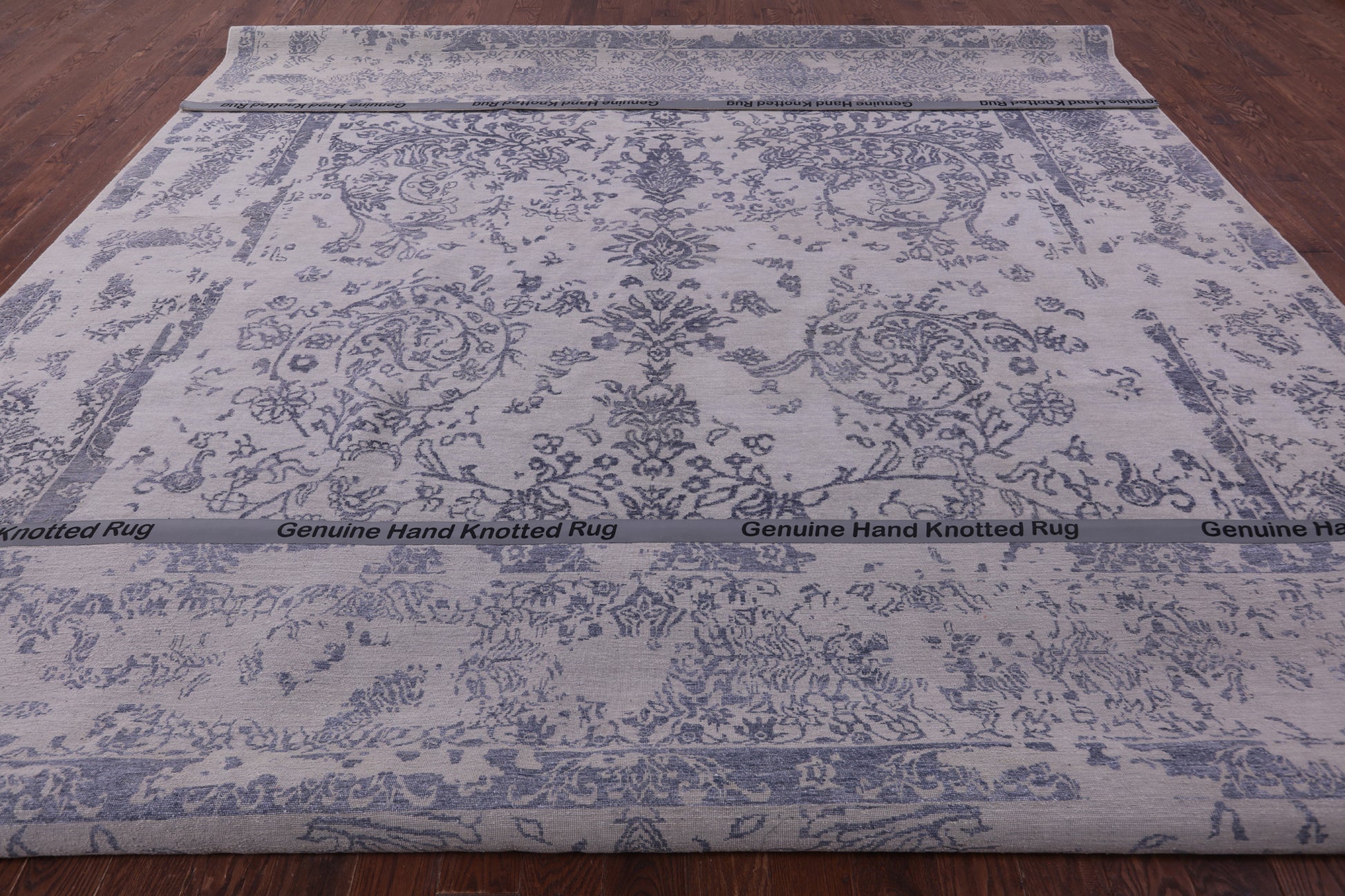 Grey Persian Hand Knotted Wool & Silk Rug - 11' 11" X 15' 1" - Golden Nile
