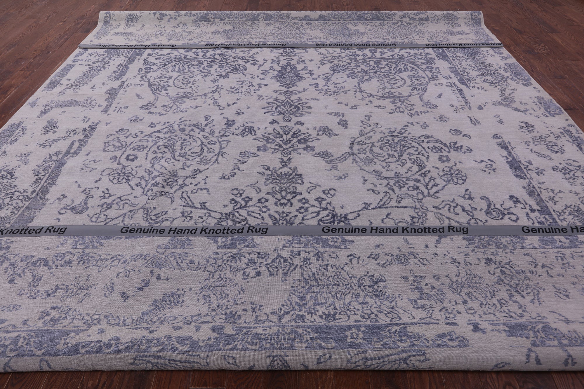 Grey Persian Hand Knotted Wool & Silk Rug - 11' 11" X 15' 1" - Golden Nile