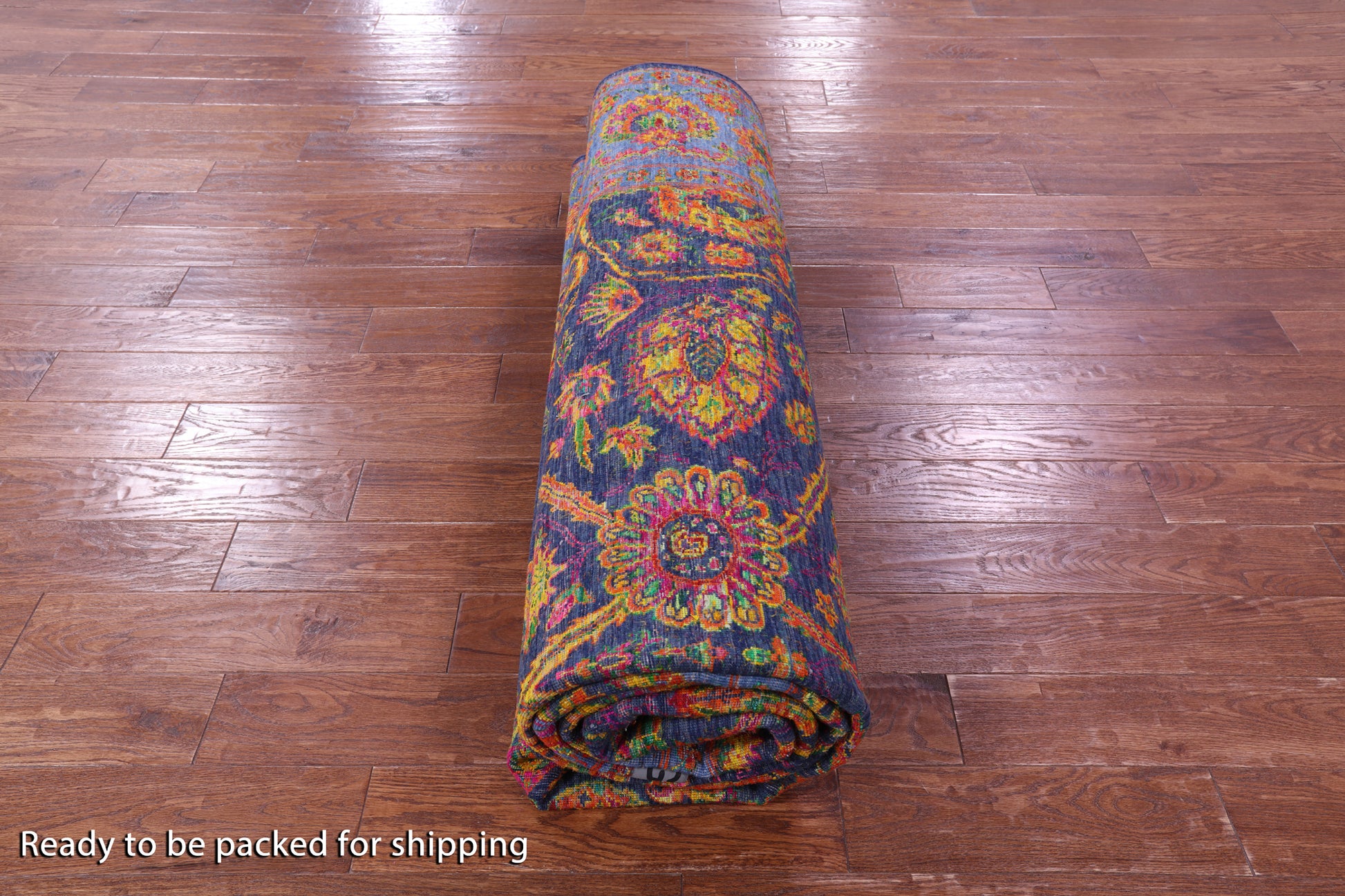 Blue Persian Hand Knotted Wool & Silk Rug - 9' 0" X 11' 10" - Golden Nile