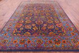Blue Persian Hand Knotted Wool & Silk Rug - 9' 0" X 11' 10" - Golden Nile