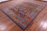 Blue Persian Hand Knotted Wool & Silk Rug - 9' 0" X 11' 10" - Golden Nile