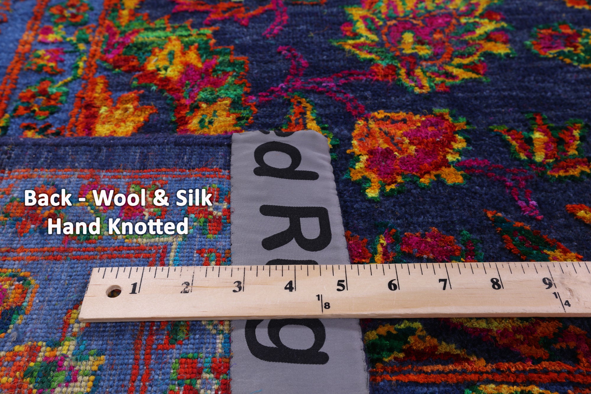 Blue Persian Hand Knotted Wool & Silk Rug - 9' 0" X 11' 10" - Golden Nile