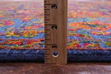 Blue Persian Hand Knotted Wool & Silk Rug - 9' 0" X 11' 10" - Golden Nile