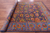 Blue Persian Hand Knotted Wool & Silk Rug - 9' 0" X 11' 10" - Golden Nile