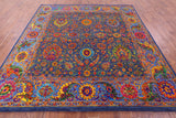 Blue Square Persian Handmade Wool & Silk Rug - 9' 0" X 9' 3" - Golden Nile