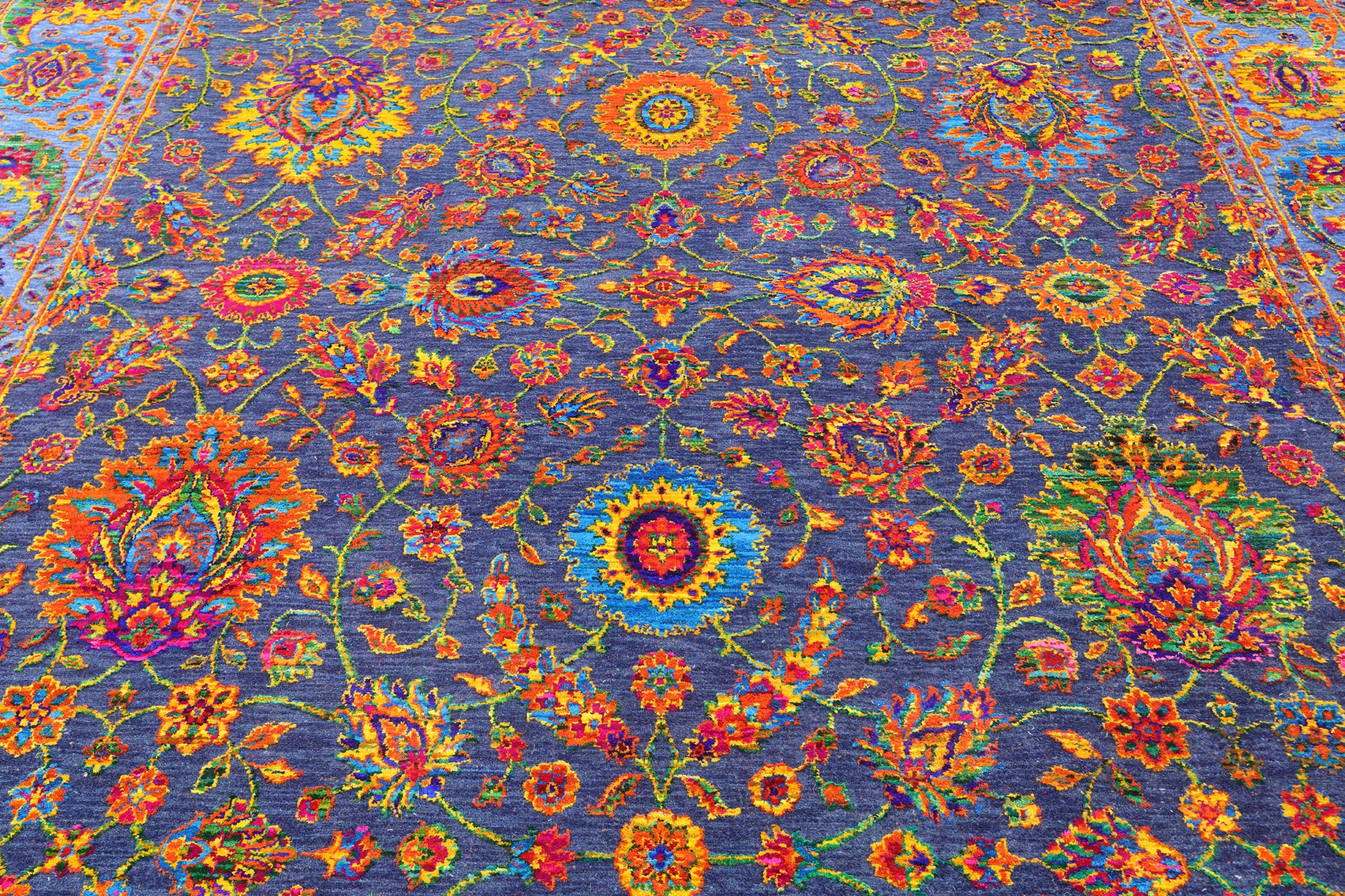 Blue Square Persian Handmade Wool & Silk Rug - 9' 0" X 9' 3" - Golden Nile