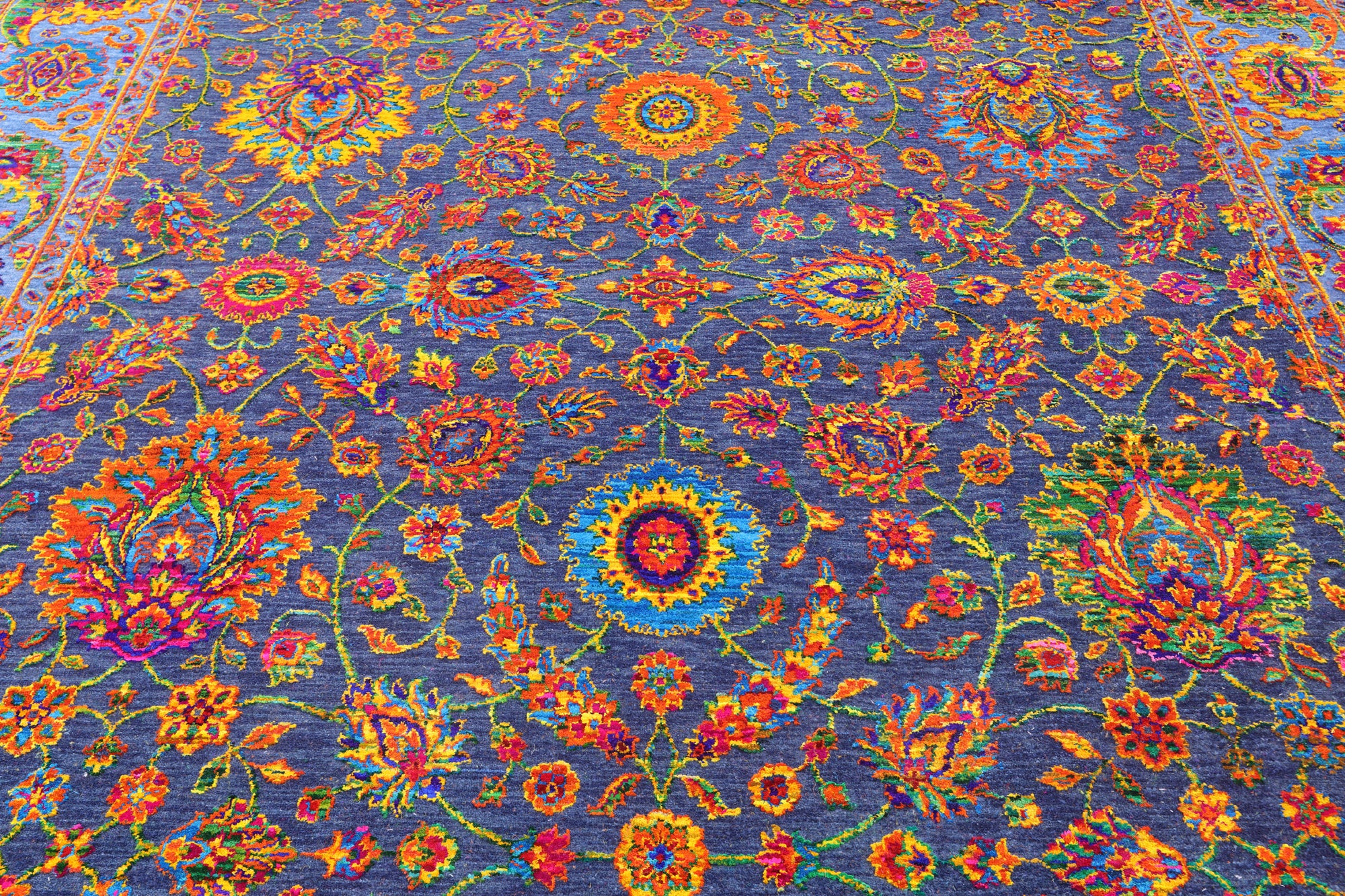 Blue Square Persian Handmade Wool & Silk Rug - 9' 0" X 9' 3" - Golden Nile