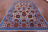 Grey Persian Hand Knotted Wool & Silk Rug - 9' 1" X 12' 1" - Golden Nile