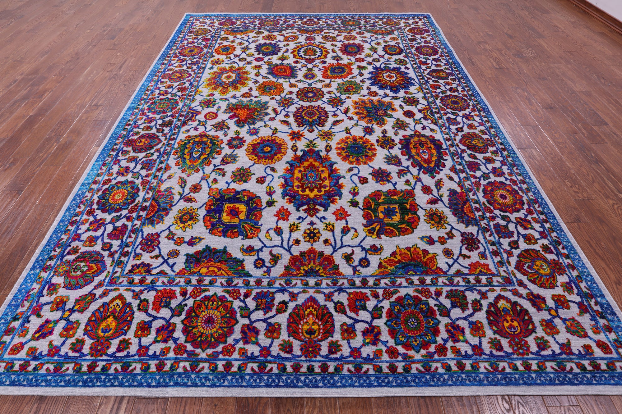 Grey Persian Hand Knotted Wool & Silk Rug - 9' 1" X 12' 1" - Golden Nile
