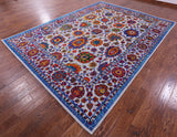 Grey Persian Hand Knotted Wool & Silk Rug - 9' 1" X 12' 1" - Golden Nile