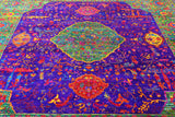Purple Square Persian Hand Knotted Silk Rug - 9' 1" X 9' 2" - Golden Nile