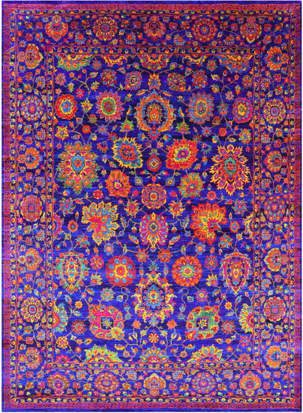 Purple Persian Hand Knotted Silk Rug - 9' 0" X 12' 3" - Golden Nile
