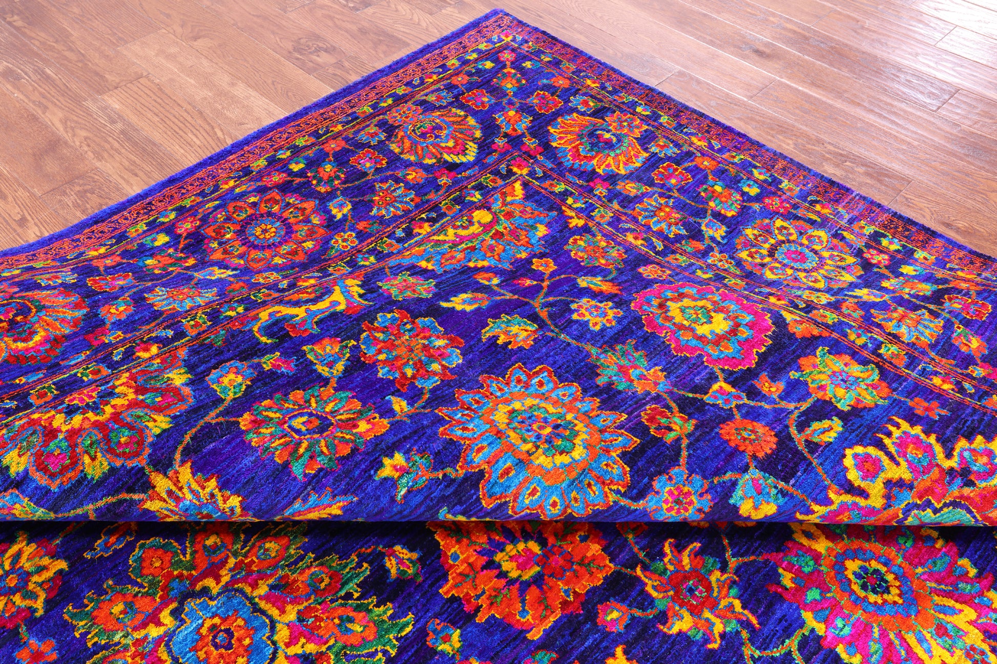Purple Persian Hand Knotted 100% Silk Rug - 9' 0" X 12' 3" - Golden Nile