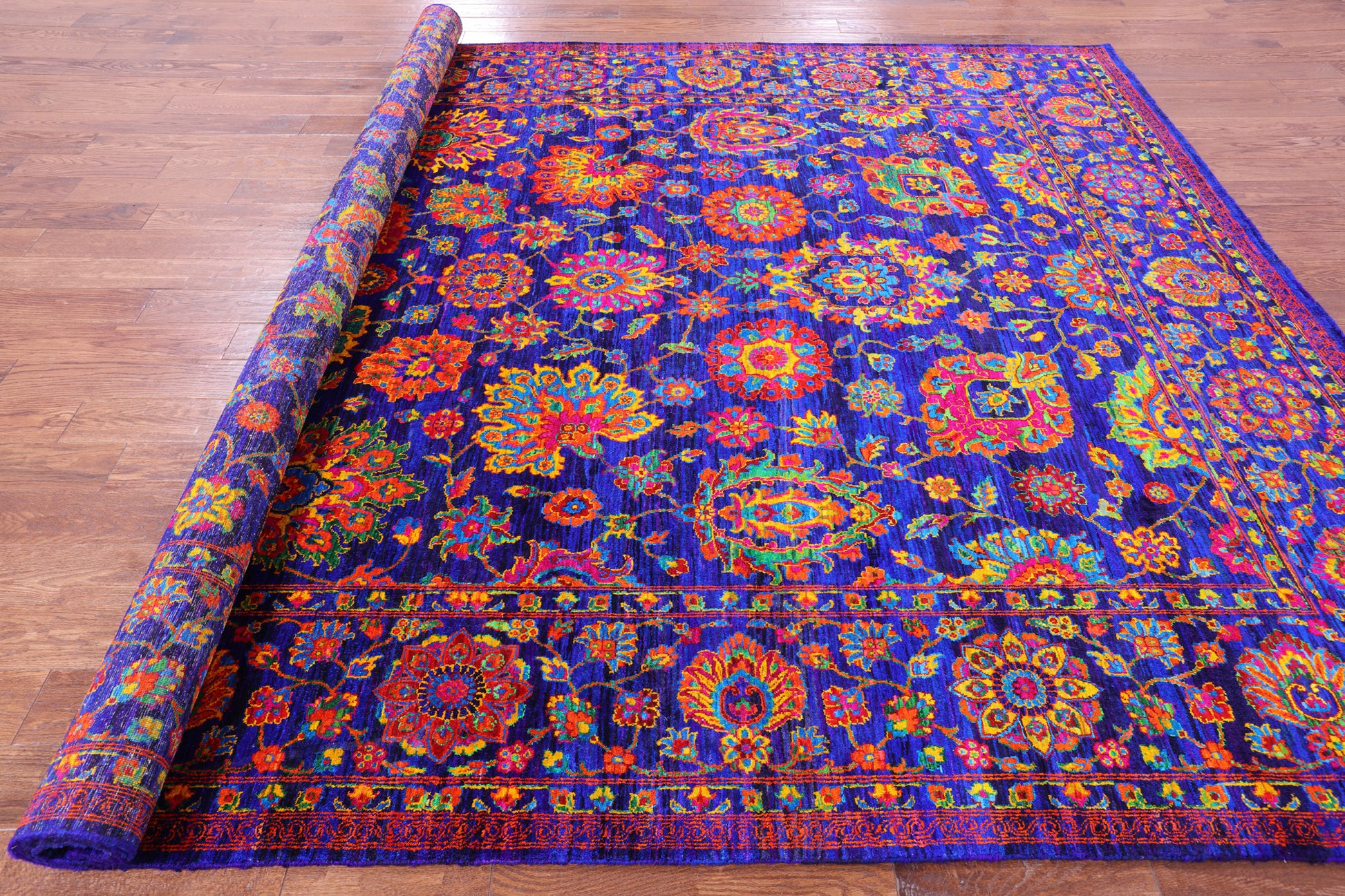 Purple Persian Hand Knotted 100% Silk Rug - 9' 0" X 12' 3" - Golden Nile