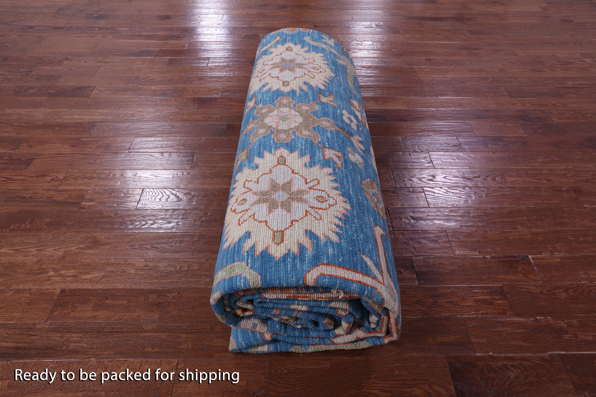 Blue Turkish Oushak Hand Knotted Wool Rug - 14' 2" X 21' 1" - Golden Nile