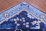 Blue Turkish Oushak Hand Knotted Wool Rug - 12' 1" X 15' 1" - Golden Nile