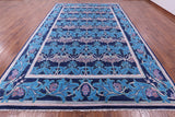 Blue William Morris Hand Knotted Wool Rug - 10' 0" X 14' 8" - Golden Nile