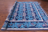 Blue William Morris Hand Knotted Wool Rug - 10' 0" X 14' 8" - Golden Nile