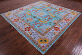 Blue Square Turkish Oushak Hand Knotted Wool Rug - 8' 1" X 8' 2" - Golden Nile