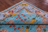 Blue Square Turkish Oushak Hand Knotted Wool Rug - 8' 1" X 8' 2" - Golden Nile