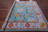 Blue Square Turkish Oushak Hand Knotted Wool Rug - 8' 1" X 8' 2" - Golden Nile