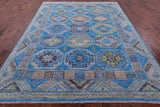 Blue Turkmen Ersari Hand Knotted Wool Rug - 8' 1" X 10' 4" - Golden Nile